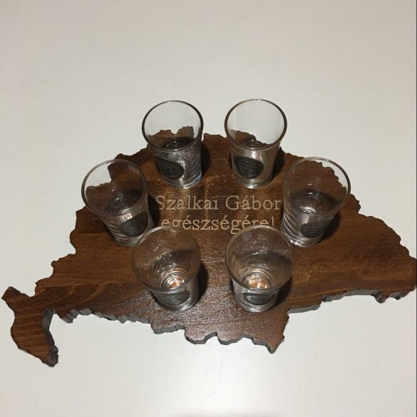 Feliratos ital vagy pálinka kínáló, faragott Nagy-Magyarország (dió színben)