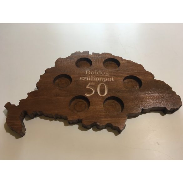 Feliratos ital vagy pálinka kínáló, faragott Nagy-Magyarország (dió színben)