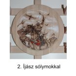 Íjtartó (3 íj, +vesszőtartó), íjász sólymokkal