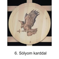 Íjtartó (2 íj, + vesszőtartó), sólyom karddal