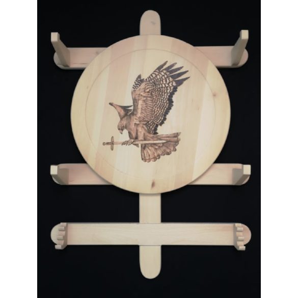 Íjtartó (2 íj, + vesszőtartó), sólyom karddal