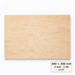 300×200 mm-es, 3 mm vastag BB/BB nyír falap, 1 db