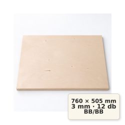 Nyír falap 760x505x3 mm BB/BB 12 db