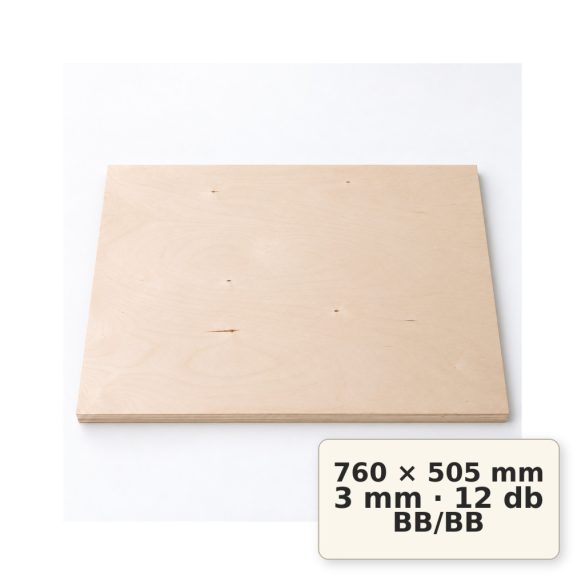 Nyír falap 760x505x3 mm BB/BB 12 db
