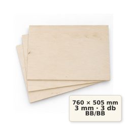 Nyír falap 760x505x3 mm BB/BB 3 db