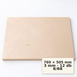 Nyír falap 760x505x3 mm B/BB 12 db