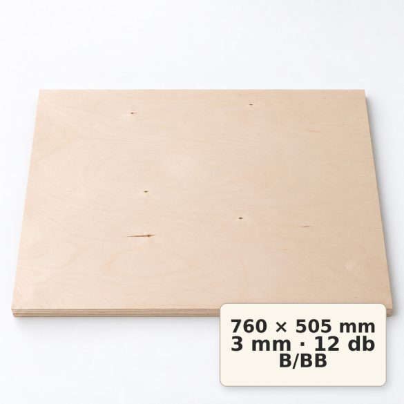 Nyír falap 760x505x3 mm B/BB 12 db
