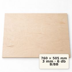 Nyír falap 760x505x3 mm B/BB 6 db
