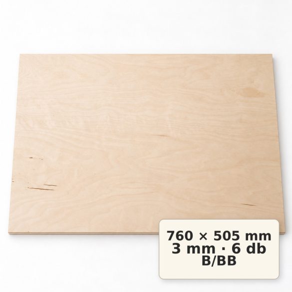 Nyír falap 760x505x3 mm B/BB 6 db