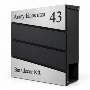 Fém postaláda, gravírozott felirattal, F2