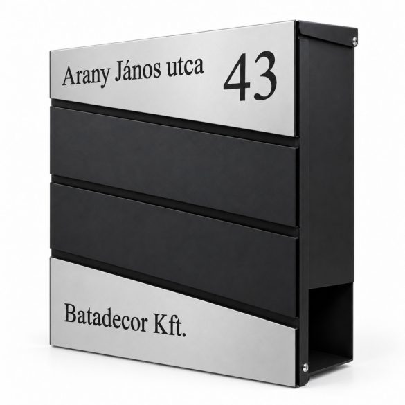 Fém postaláda, gravírozott felirattal, F2