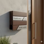 Fém postaláda, gravírozott felirattal, barna "4"