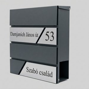 Fém postaláda, gravírozott felirattal, antracit "4"