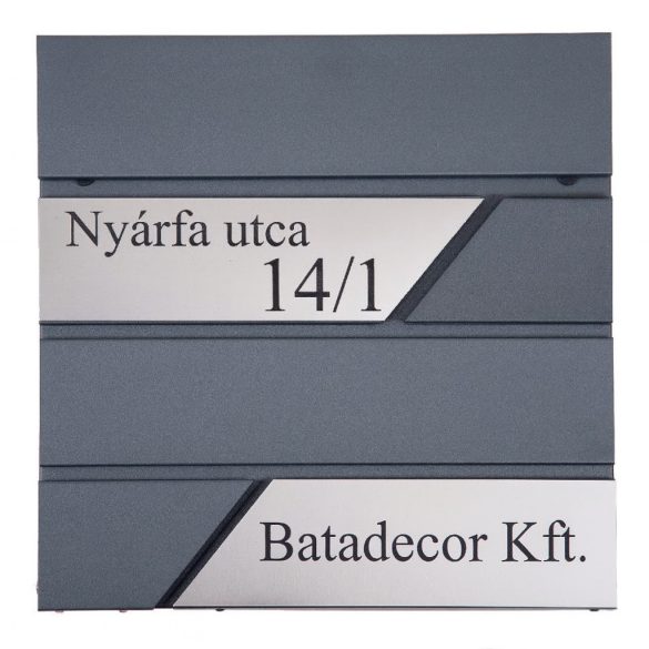 Fém postaláda, gravírozott felirattal, antracit