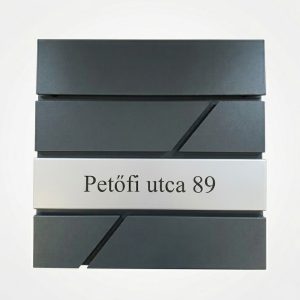Fém postaláda, gravírozott felirattal, antracit "10"
