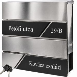 Rozsdamentes (INOX) fém postaláda, gravírozott felirattal "4"