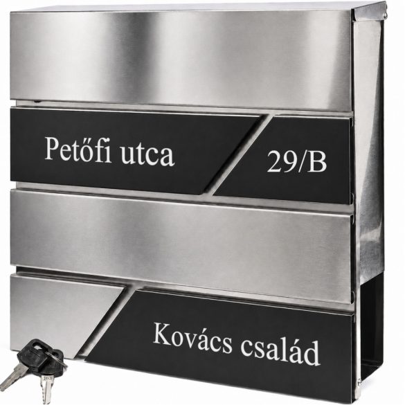 Rozsdamentes (INOX) fém postaláda, gravírozott felirattal "4"