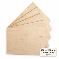 300×200 mm-es, 3 mm vastag BB/BB nyír falap, 5 db