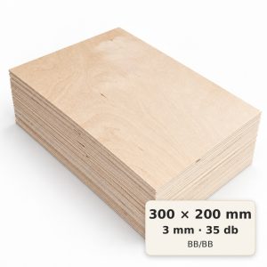 300×200 mm-es, 3 mm vastag BB/BB nyír falap, 35 db