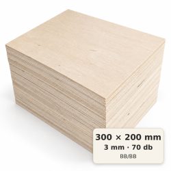 300×200 mm-es, 3 mm vastag BB/BB nyír falap, 35 db
