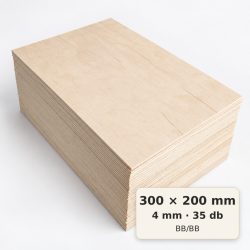 300×200 mm-es, 4 mm vastag BB/BB nyír falap, 35 db