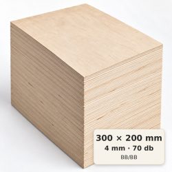 300×200 mm-es, 4 mm vastag BB/BB nyír falap, 70 db