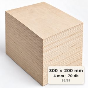 300×200 mm-es, 4 mm vastag BB/BB nyír falap, 70 db