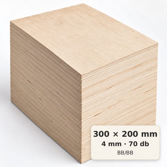 300×200 mm-es, 4 mm vastag BB/BB nyír falap, 70 db