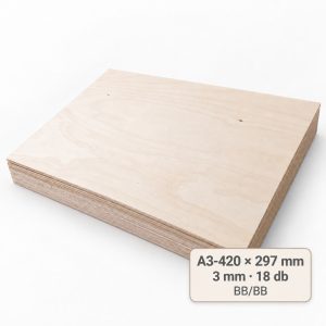A3/420×297 mm-es, 3 mm vastag BB/BB nyír falap, 18 db