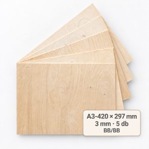 A3/420×297 mm-es, 3 mm vastag BB/BB nyír falap, 5 db