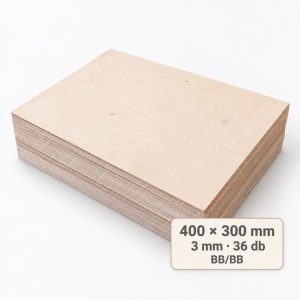 400x300 mm-es, 3 mm vastag BB/BB nyír falap, 36 db