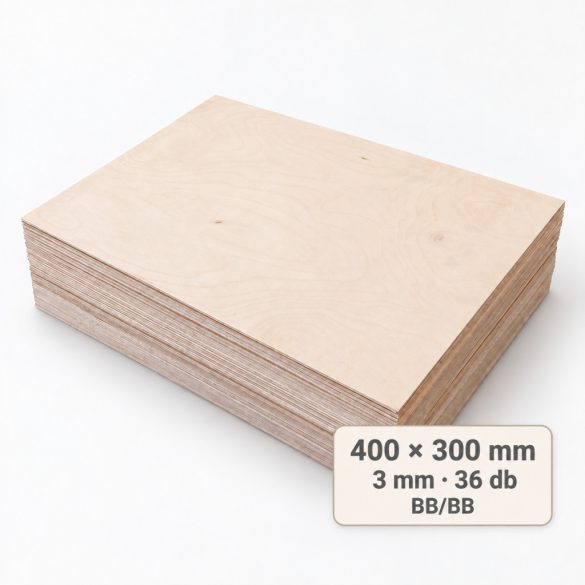 400x300 mm-es, 3 mm vastag BB/BB nyír falap, 36 db