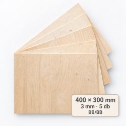 400x300 mm-es, 3 mm vastag BB/BB nyír falap, 5 db
