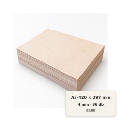 A3/420×297 mm-es, 4 mm vastag BB/BB nyír falap, 36 db