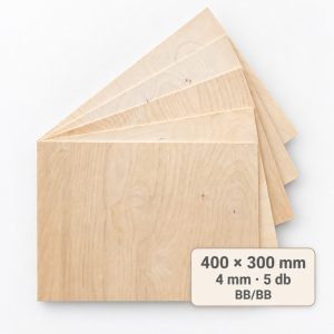 400x300 mm-es, 4 mm vastag BB/BB nyír falap, 5 db