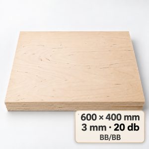 Nyír falap 600x400x3 mm BB/BB 20 db