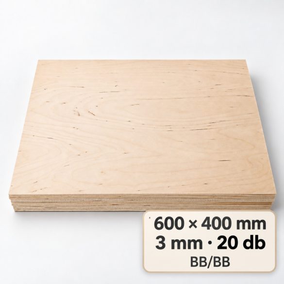 Nyír falap 600x400x3 mm BB/BB 20 db