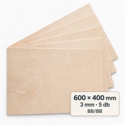 Nyír falap 600x400x3 mm BB/BB 5 db