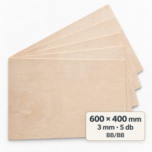 Nyír falap 600x400x3 mm BB/BB 5 db