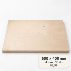 Nyír falap 600x400x4 mm BB/BB 10 db