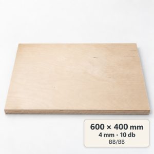 Nyír falap 600x400x4 mm BB/BB 10 db