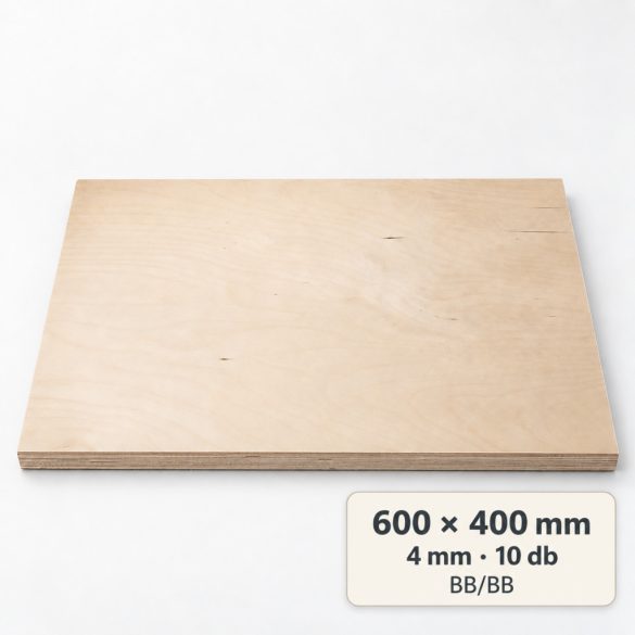 Nyír falap 600x400x4 mm BB/BB 10 db