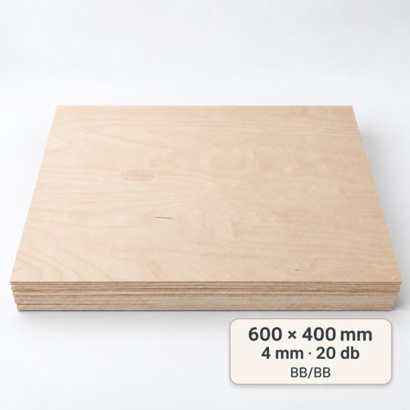 Nyír falap 600x400x4 mm BB/BB 20 db