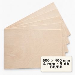 Nyír falap 600x400x4 mm BB/BB 5 db