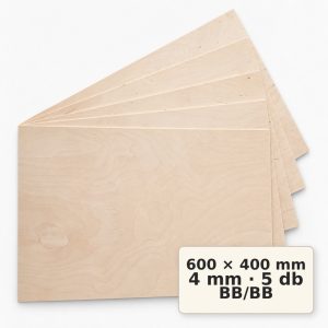 Nyír falap 600x400x4 mm BB/BB 5 db
