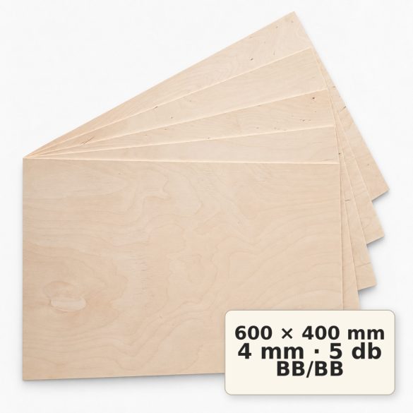 Nyír falap 600x400x4 mm BB/BB 5 db