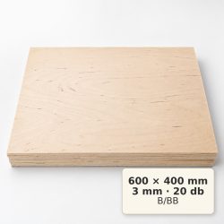Nyír falap 600x400x3 mm B/BB 20 db