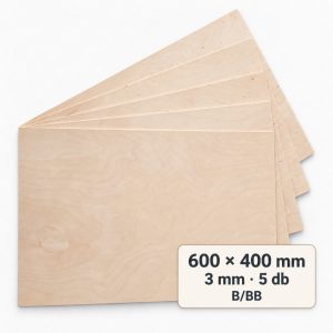 Nyír falap 600x400x3 mm B/BB 5 db