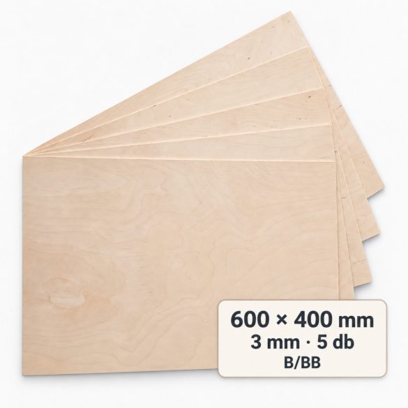 Nyír falap 600x400x3 mm B/BB 5 db