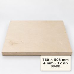 Nyír falap 760x505x4 mm BB/BB 12 db